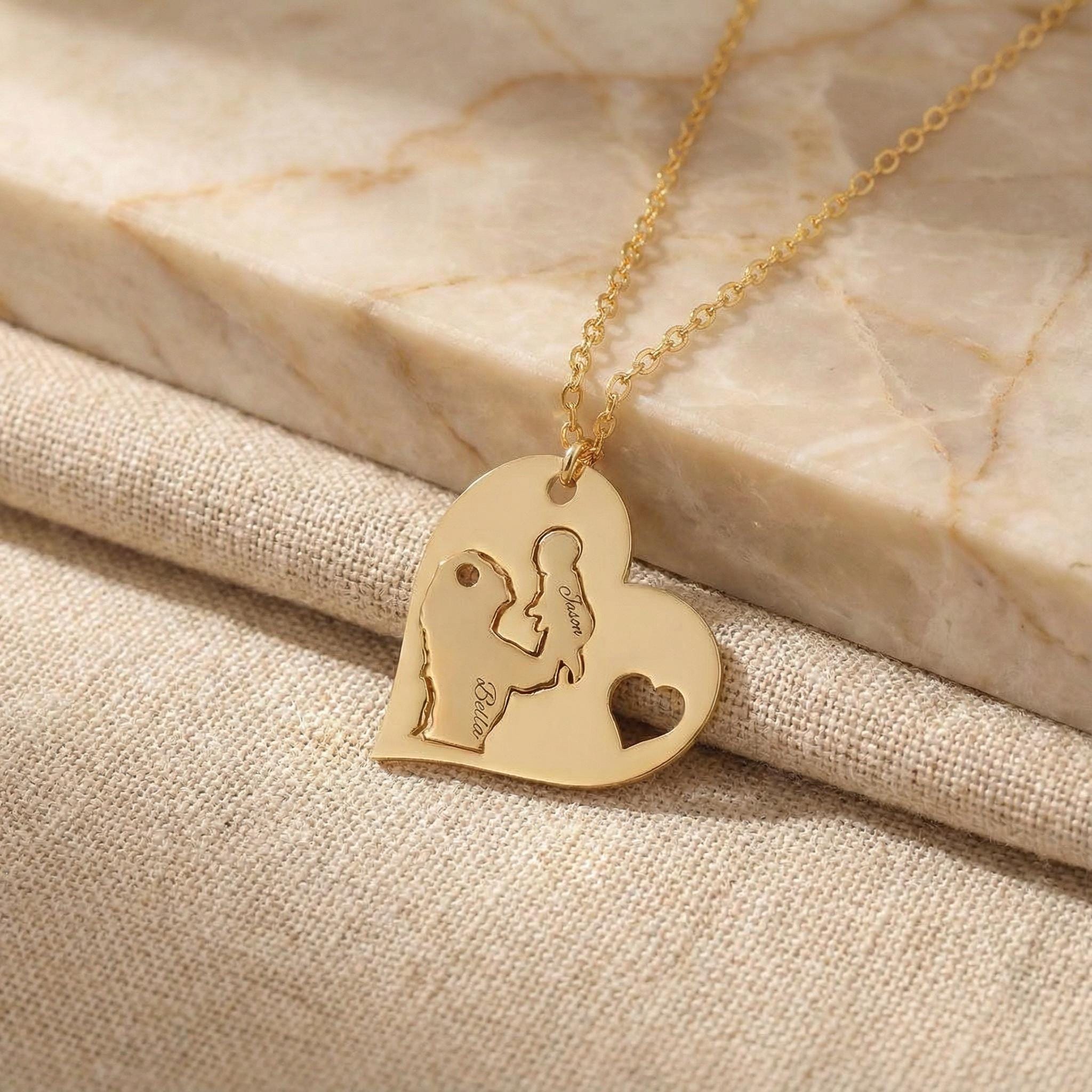 Personalised Interlocking Mum Baby Necklace Set, Sterling Silver Matching Jewellery