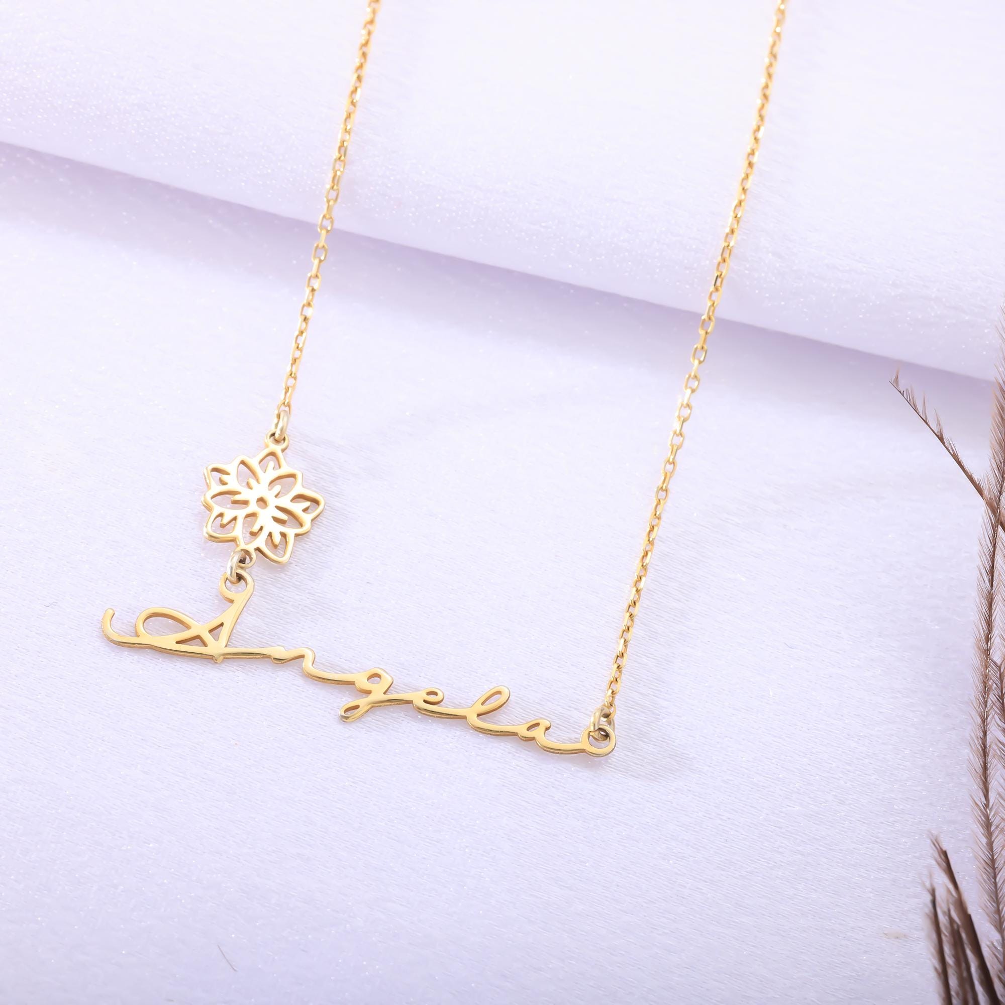 Personalized Birth Flower Name Necklace in 925 Sterling Silver Family Jewelry Gift Christmas Gift