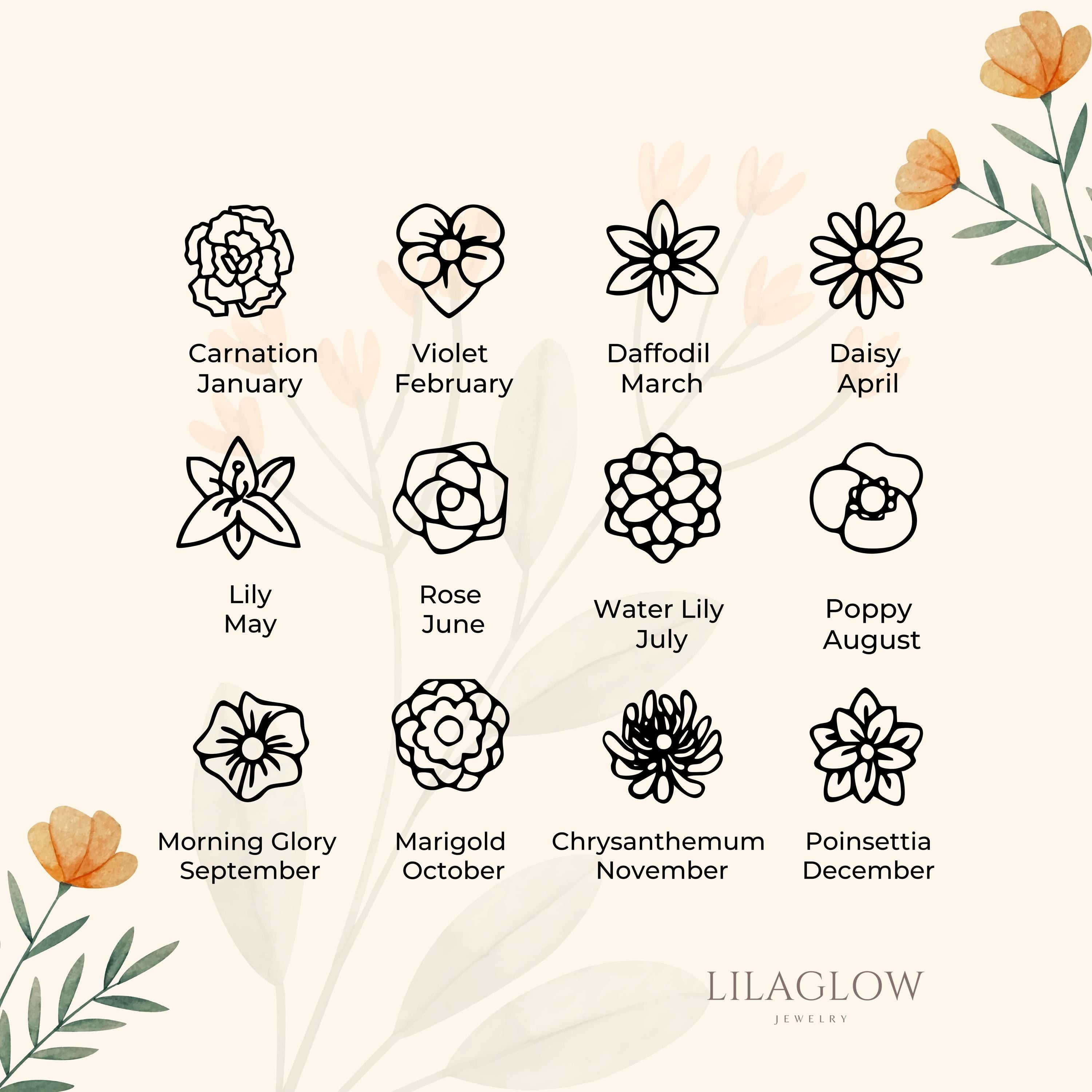 Personalized Birth Flower Name Necklace in 925 Sterling Silver Family Jewelry Gift Christmas Gift