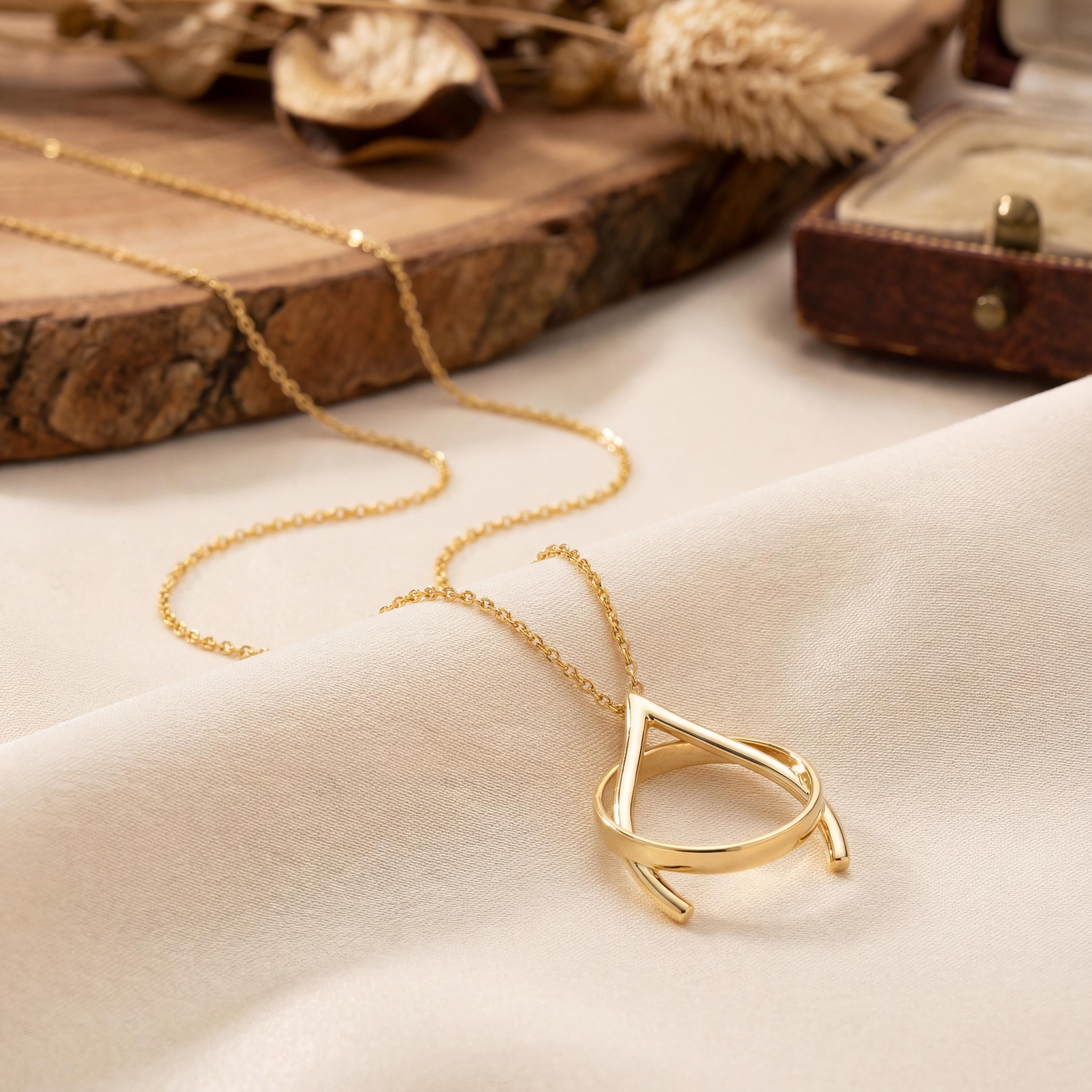 Ring Holder Necklace, Wedding Ring Keeper Pendant 925 Sterling Silver