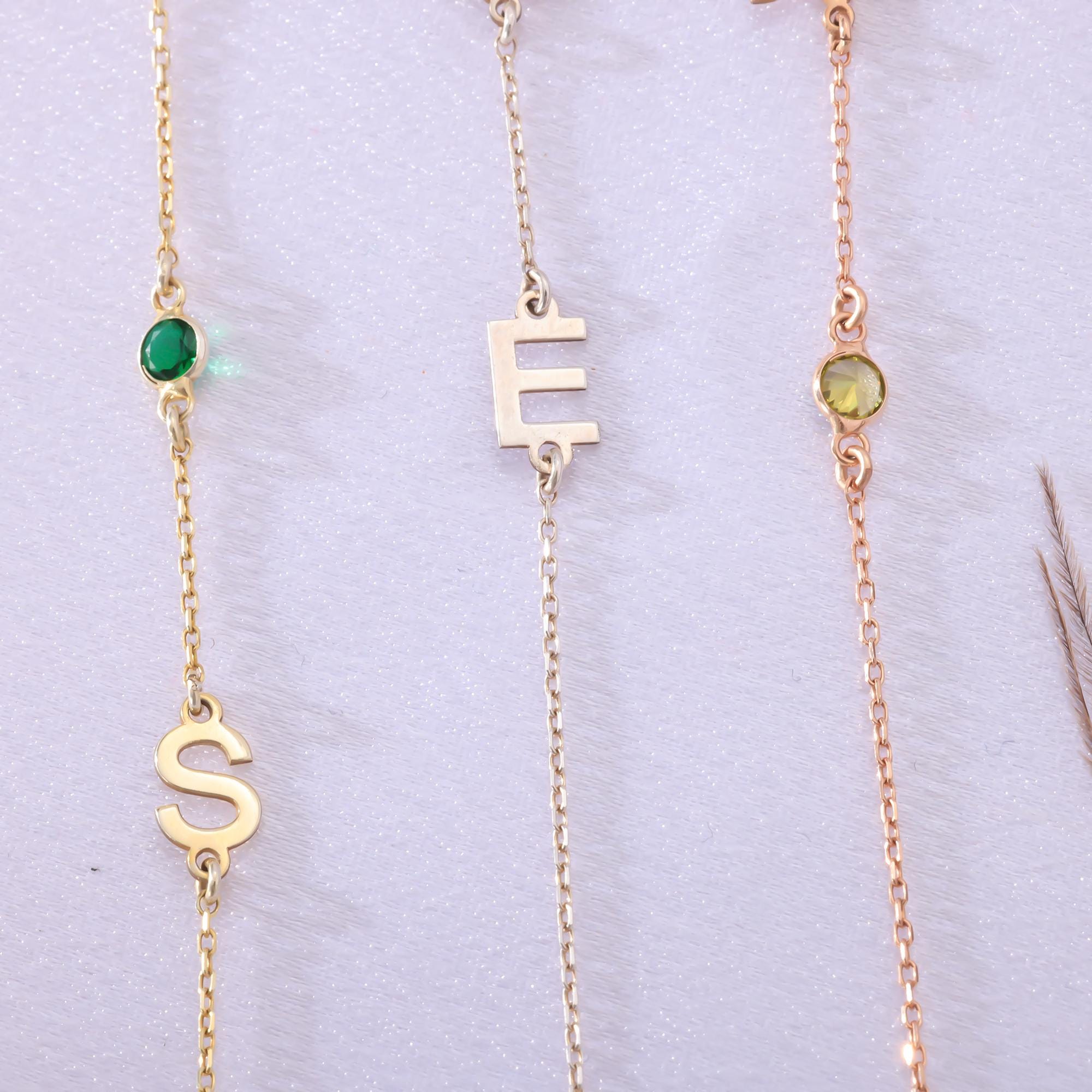 Sideways Birth Flower & Initial Charm Necklace – 925 Sterling Silver Mothers Day Gift Christmas Gift