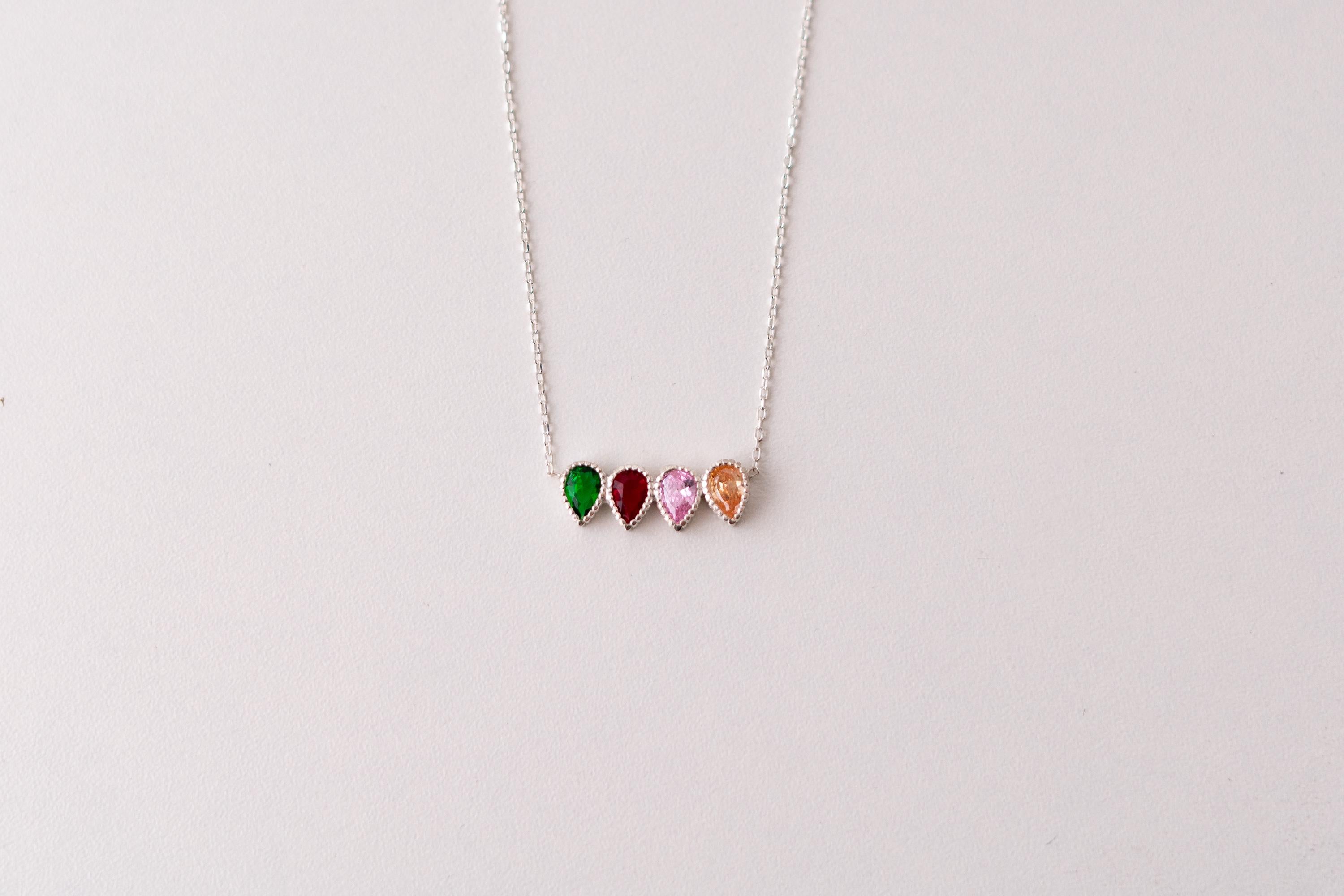 Teardrop Family Birthstone Necklace – Meaningful Jewelry Gift for Mom or Grandma Christmas Gift